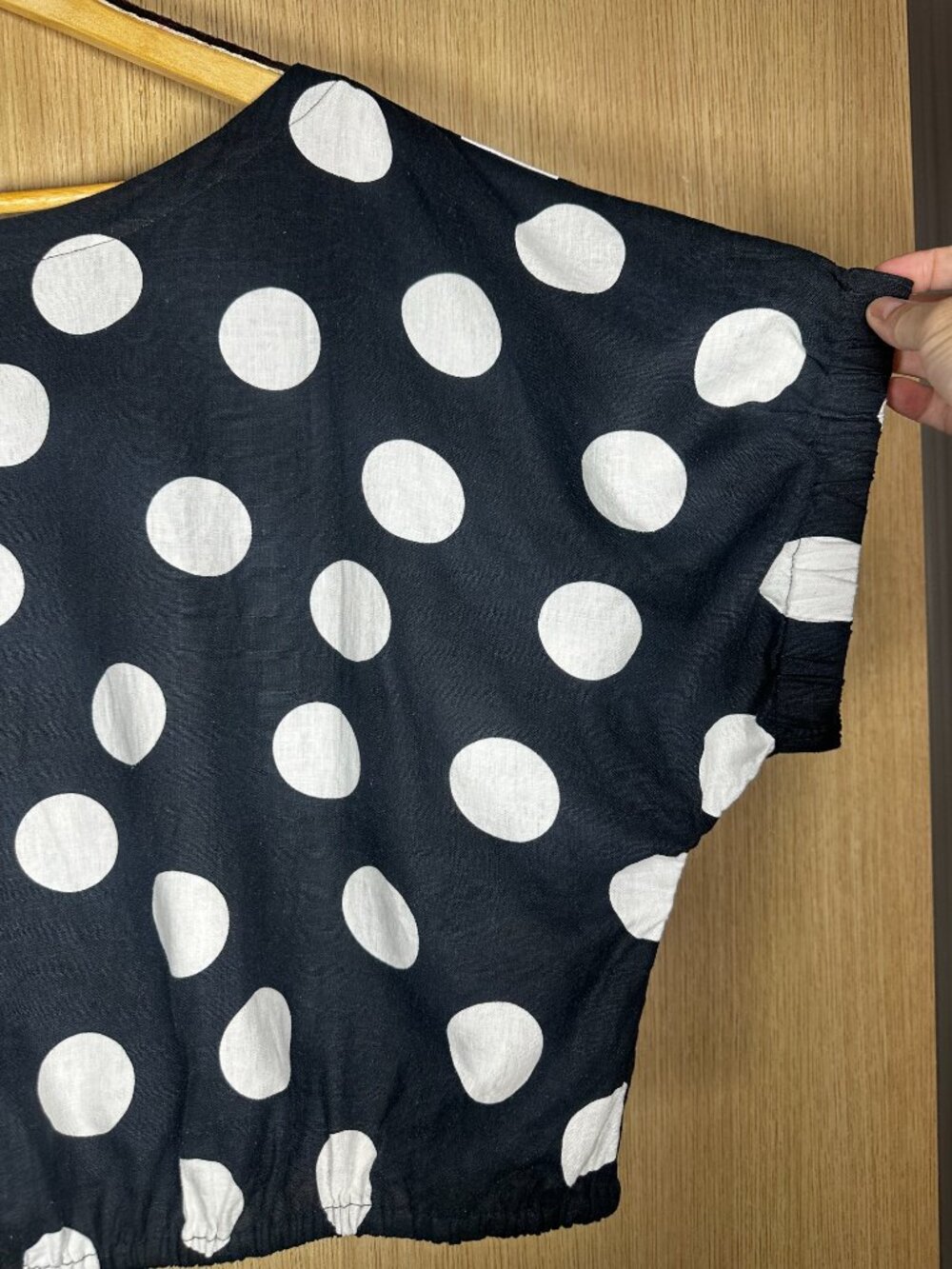 Tabitha Brown for Target Black & White Polka Dot Linen Blend Blouse 1X - Picture 7 of 12